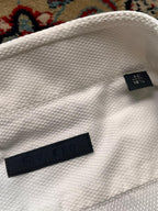 VAKKO Luxury White Textured Cotton Viscose Tailored French Cuff Dress Shirt - XL