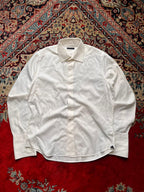 VAKKO Luxury White Textured Cotton Viscose Tailored French Cuff Dress Shirt - XL