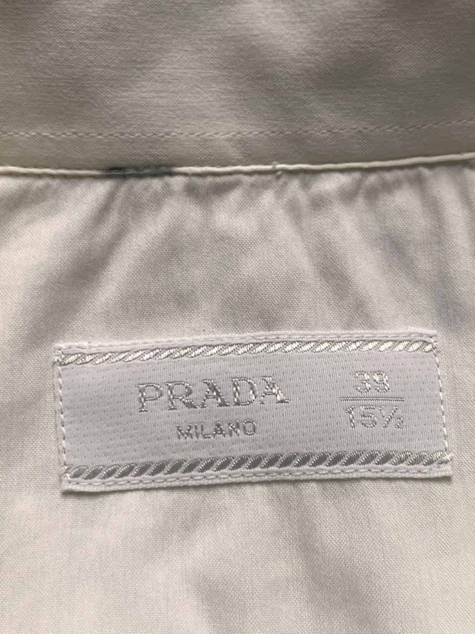 PRADA Milano Luxury White Stretch Cotton Poplin Tailored Button Down Shirt - L
