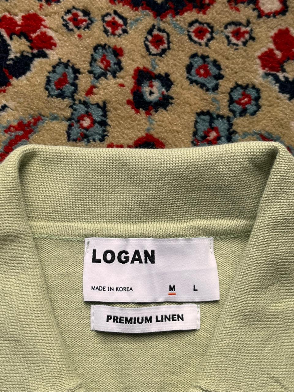 LOGAN PREMIUM LINEN KNIT MINT GREEN CAMP COLLAR POLO - L