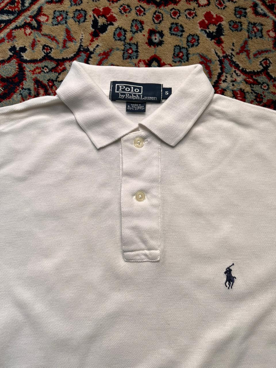 POLO RALPH LAUREN CLASSIC WHITE PIQUE COTTON RELAXED FIT POLO - L