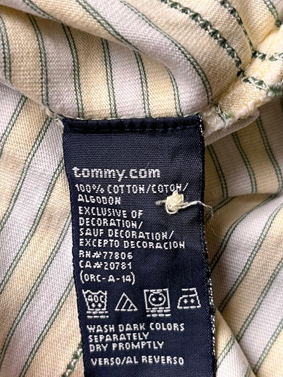 TOMMY HILFIGER VINTAGE STRIPED CUSTOM FIT COTTON POLO TEE - XL