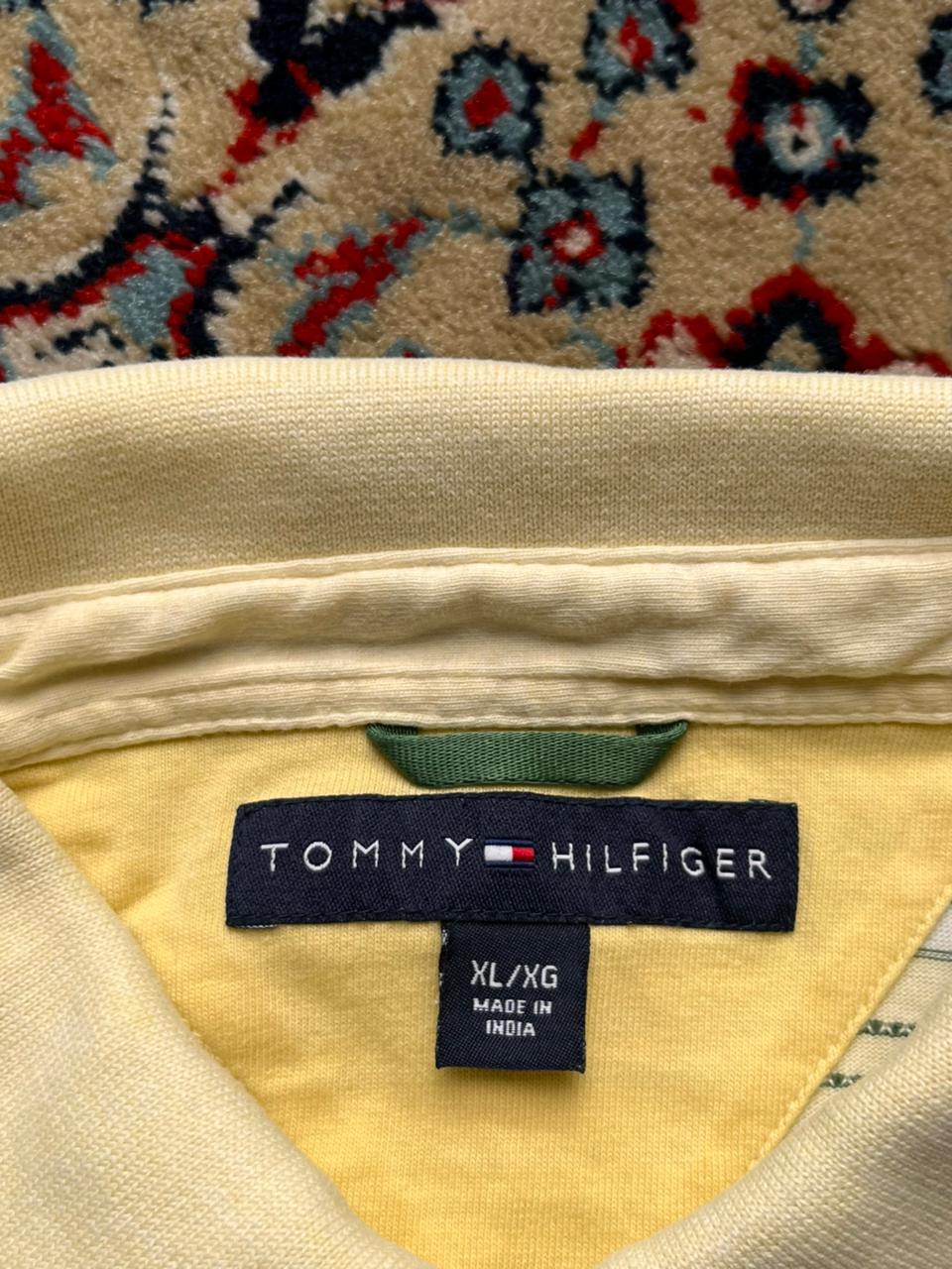 TOMMY HILFIGER VINTAGE STRIPED CUSTOM FIT COTTON POLO TEE - XL