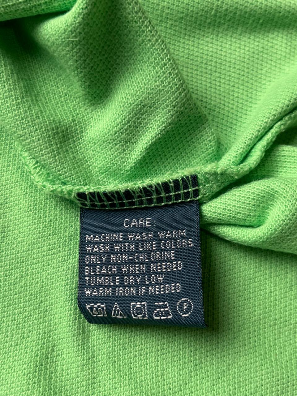 RALPH LAUREN CLASSIC FIT LIME GREEN PIQUE COTTON POLO TEE - M