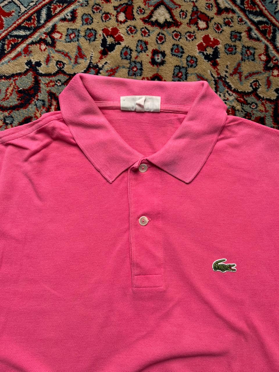 VINTAGE CHEMISE LACOSTE PURE COTTON BABY PINK POLO - M
