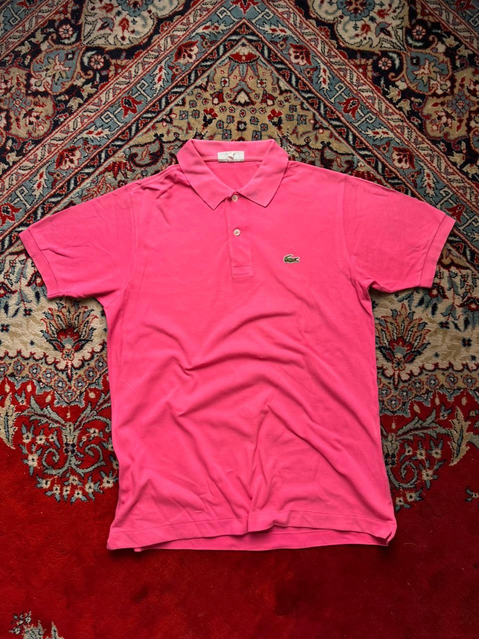 VINTAGE CHEMISE LACOSTE PURE COTTON BABY PINK POLO - M