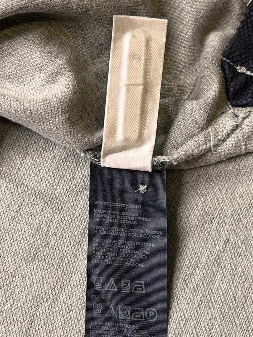 TOMMY HILFIGER CUSTOM FIT BIG LOGO CREST GREY PIQUE POLO TEE - L