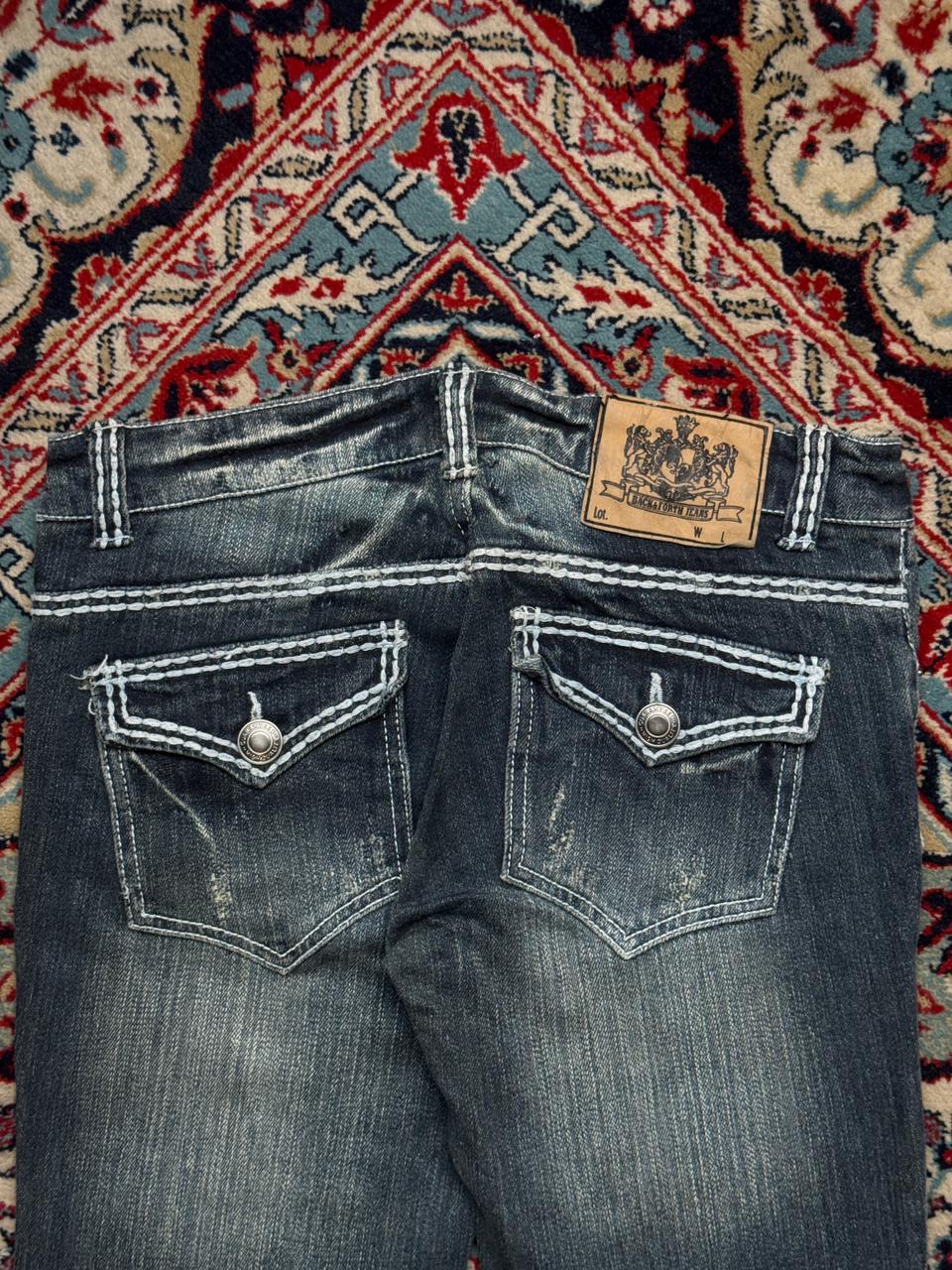 Back & Forth Thick Stitch Distressed Bootcut Jeans - 28