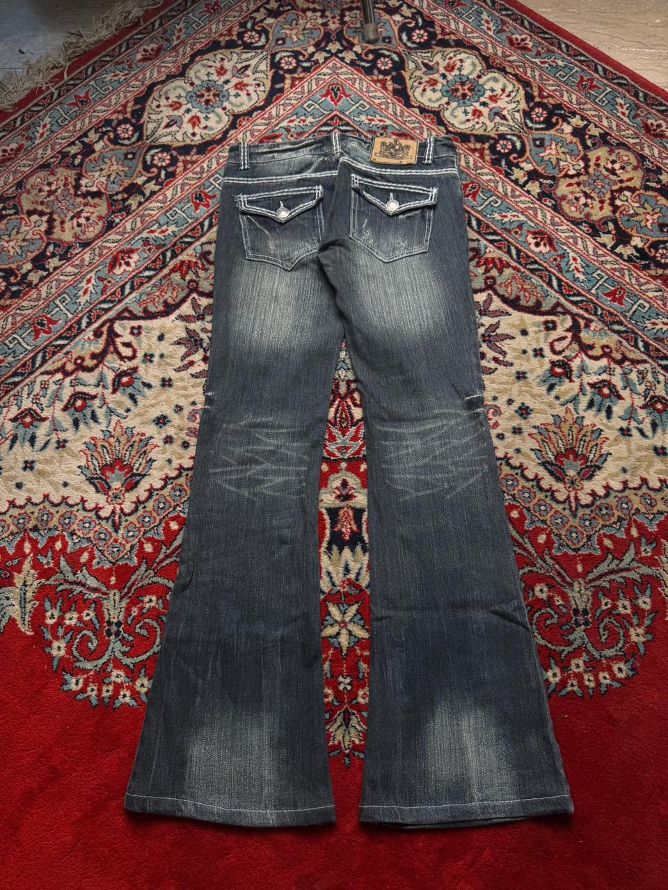 Back & Forth Thick Stitch Distressed Bootcut Jeans - 28