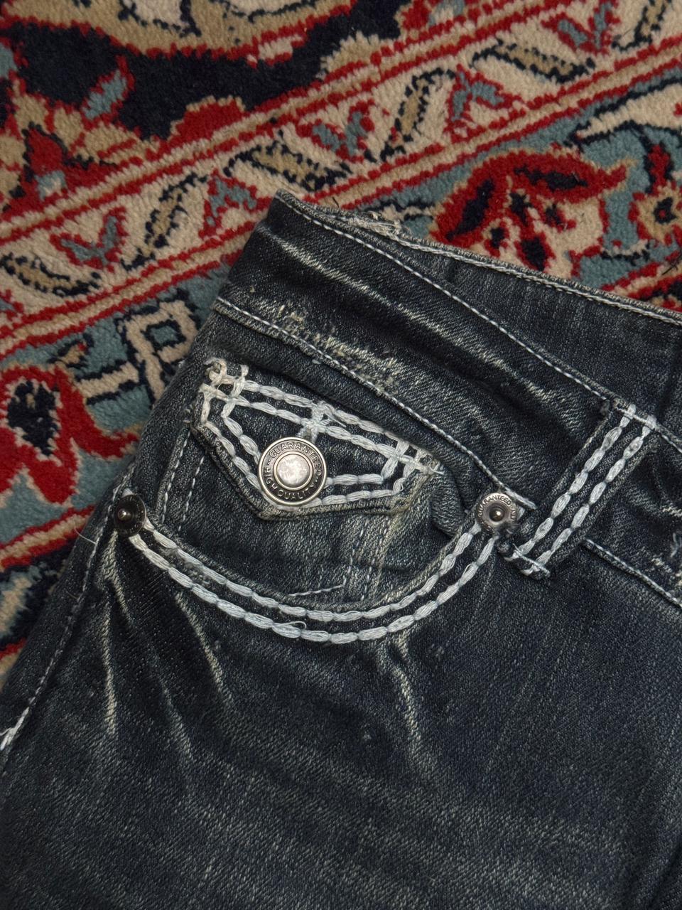 Back & Forth Thick Stitch Distressed Bootcut Jeans - 28