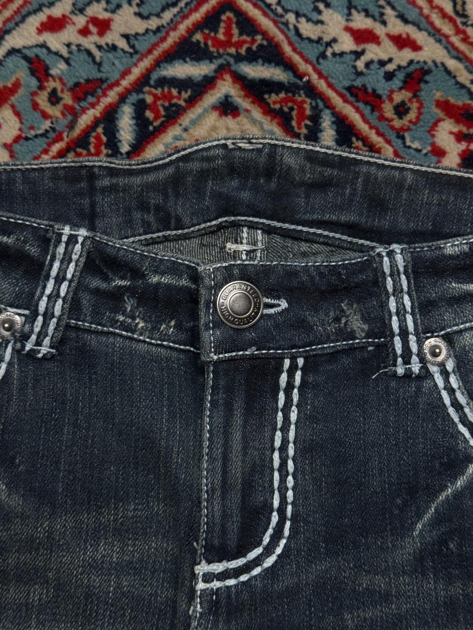 Back & Forth Thick Stitch Distressed Bootcut Jeans - 28