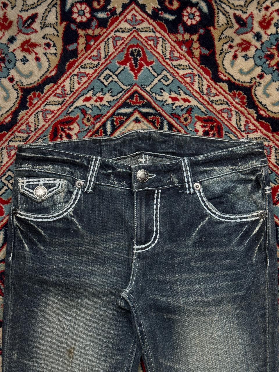 Back & Forth Thick Stitch Distressed Bootcut Jeans - 28