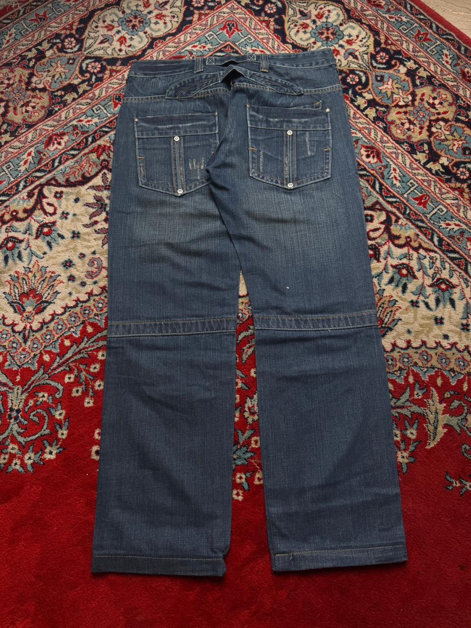 BLUE SKY FASHION DARK WASHED STRAIGHT FIT BIKER HEAVYWEIGHT STURDY JEANS - 34