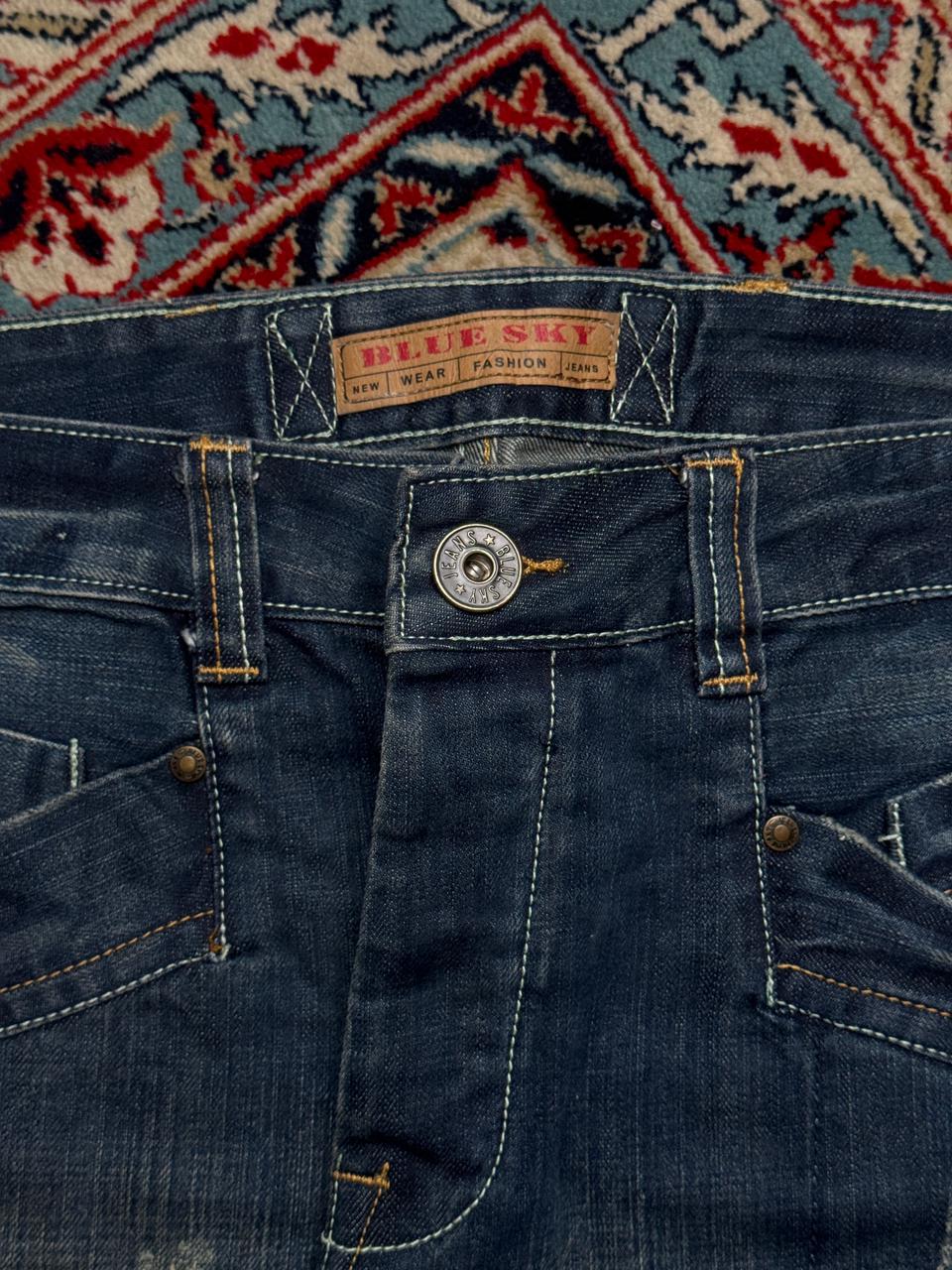 BLUE SKY FASHION DARK WASHED STRAIGHT FIT BIKER HEAVYWEIGHT STURDY JEANS - 34