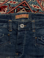 BLUE SKY FASHION DARK WASHED STRAIGHT FIT BIKER HEAVYWEIGHT STURDY JEANS - 34