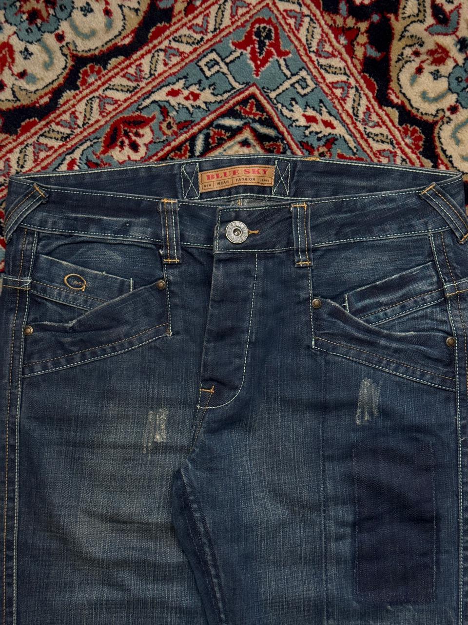 BLUE SKY FASHION DARK WASHED STRAIGHT FIT BIKER HEAVYWEIGHT STURDY JEANS - 34