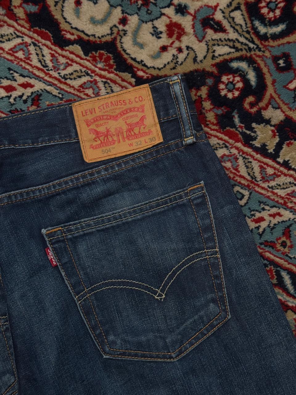 Levi's 504 Straight-BOOTCUT Fit Dark WashED Indigo Blue JEANS - 34
