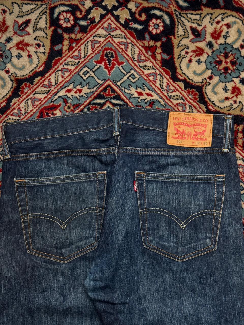 Levi's 504 Straight-BOOTCUT Fit Dark WashED Indigo Blue JEANS - 34