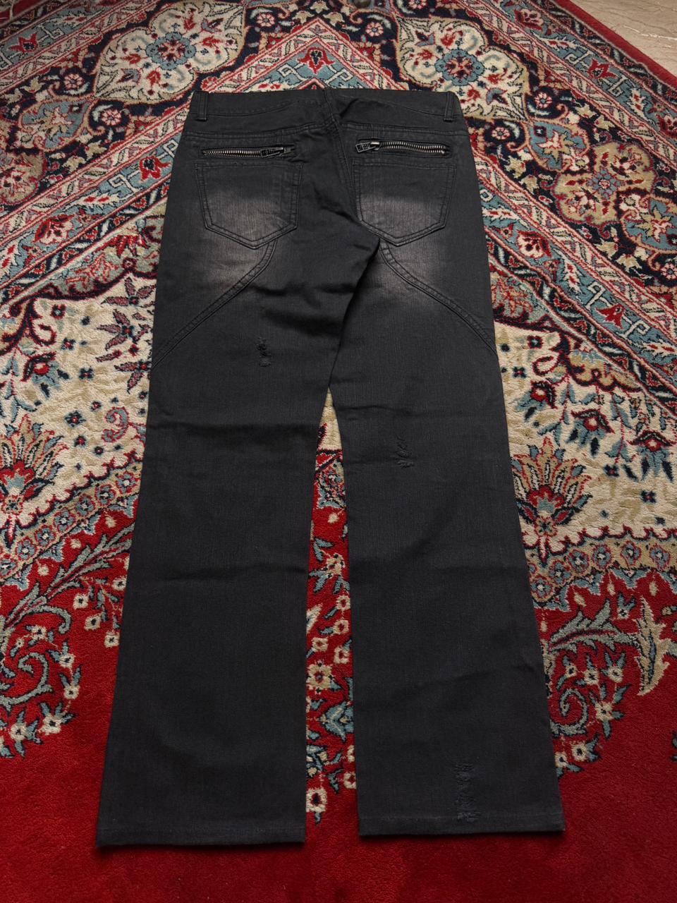 In The Attic Black Multi Zipper BOOTCUT Fit BIKER JEANS - 30