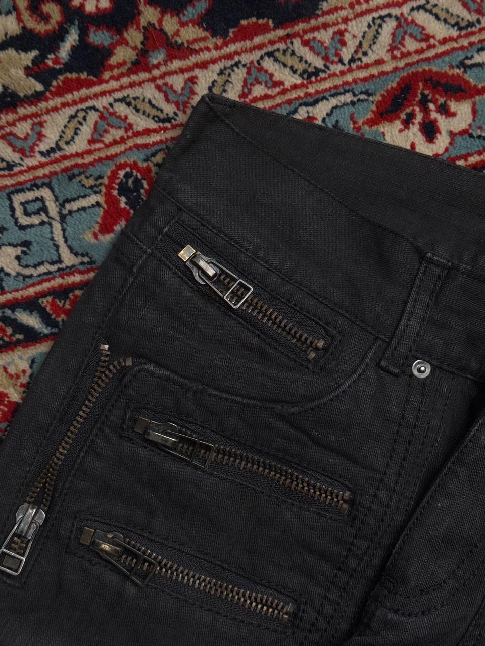 In The Attic Black Multi Zipper BOOTCUT Fit BIKER JEANS - 30