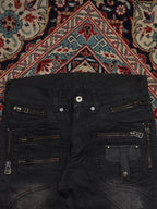 In The Attic Black Multi Zipper BOOTCUT Fit BIKER JEANS - 30