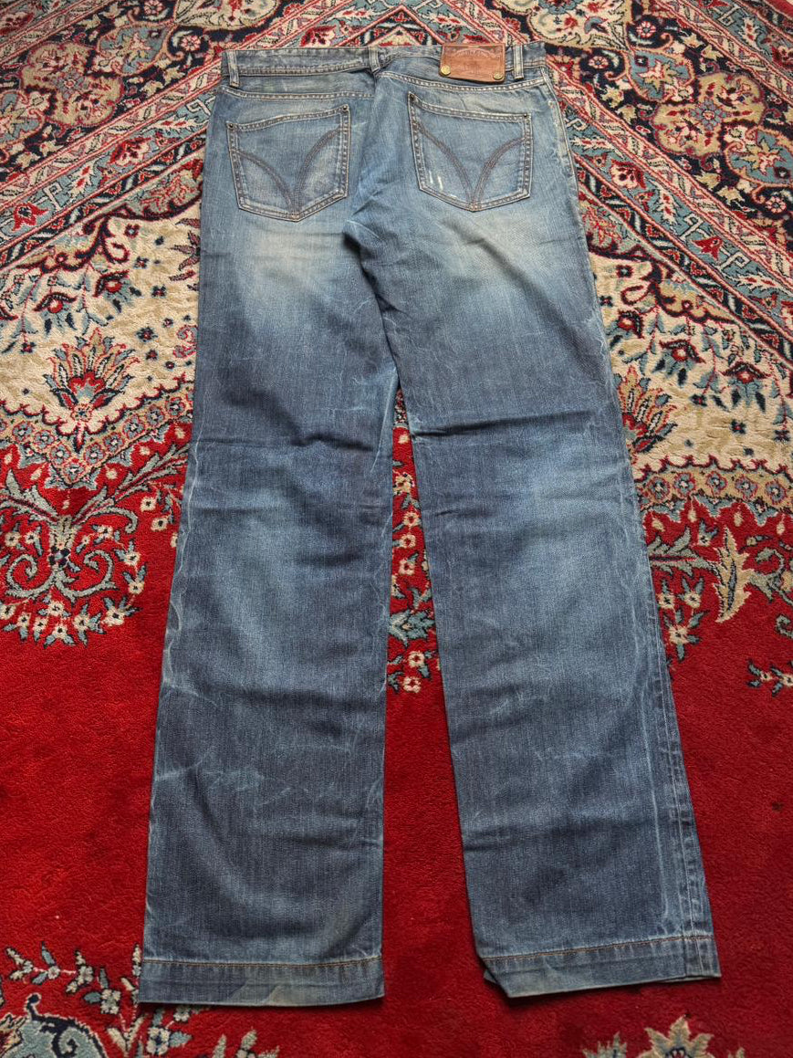 Vintage D&G Dolce & Gabbana Distressed Straight-BOOTCUT Fit Light Washed blue JEANS - 34
