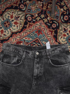 ZARA Grey Acid Wash Multi Pocket Baggy Fit Cargo Trousers - 32