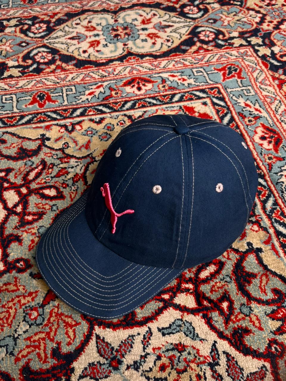 PUMA SPORT LIFESTYLE NAVY BLUE PINK EMBROIDERED LOGO CAP