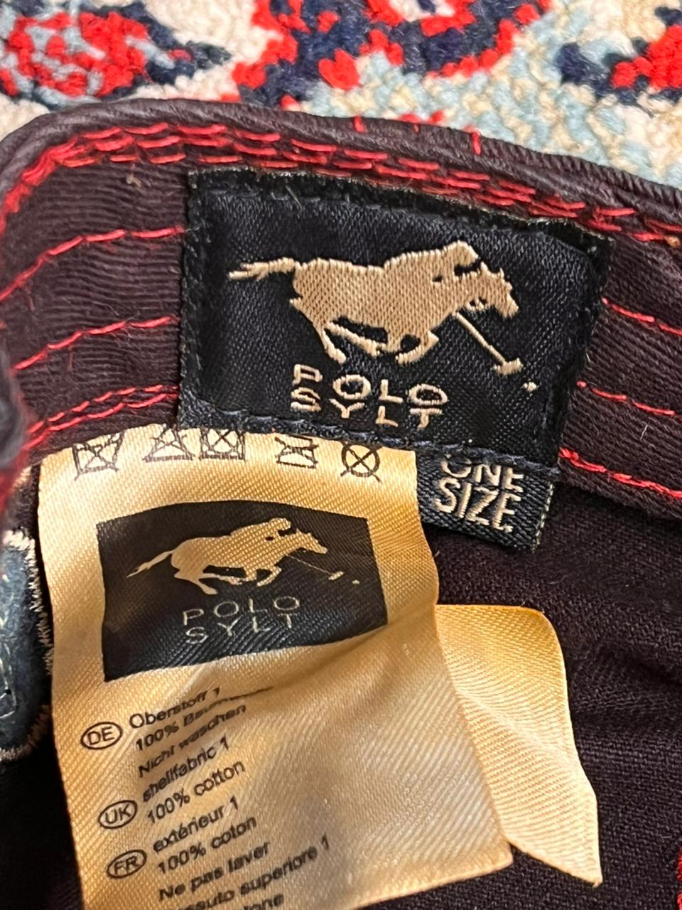 VINTAGE POLO SYLT BLACK RED CONTRAST STITCH EMBROIDERED LOGO CAP