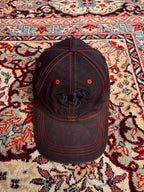 VINTAGE POLO SYLT BLACK RED CONTRAST STITCH EMBROIDERED LOGO CAP