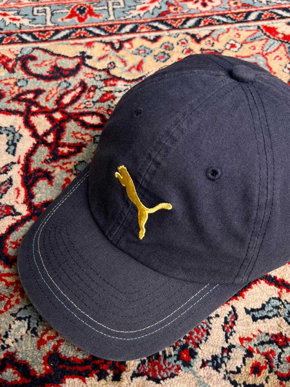PUMA NAVY BLUE GOLD EMBROIDERED LOGO ADJUSTABLE CAP