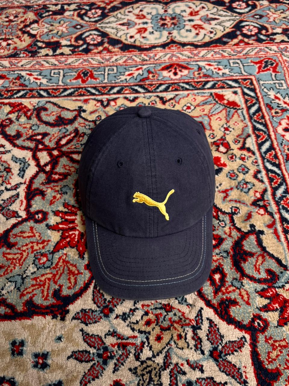 PUMA NAVY BLUE GOLD EMBROIDERED LOGO ADJUSTABLE CAP