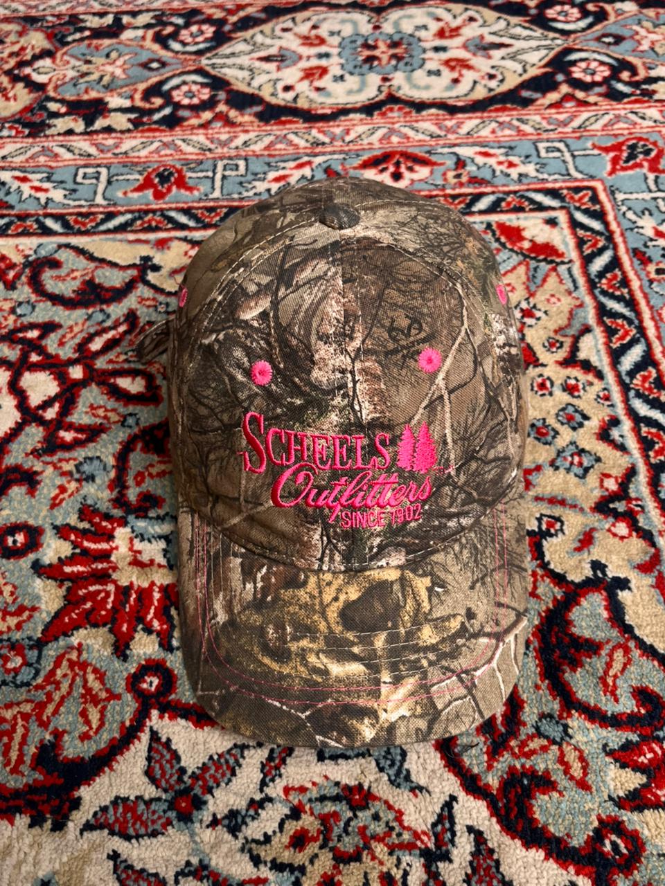 Scheels Outfitters RealTree Camo Baseball Pink Logo Cap