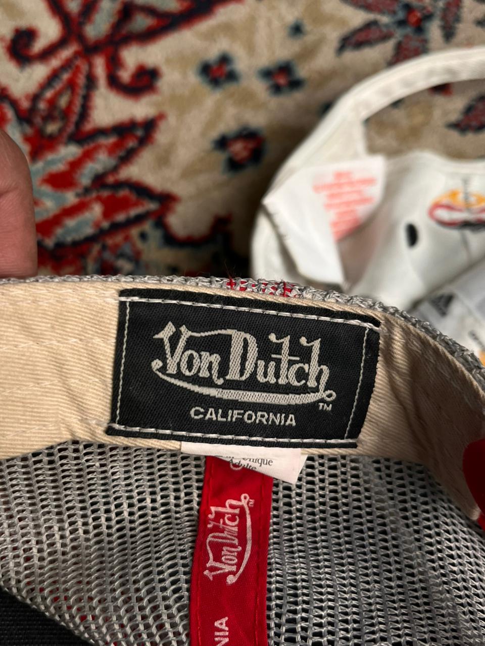 Von Dutch California Navy Red & Gray Mesh Trucker Baseball Cap