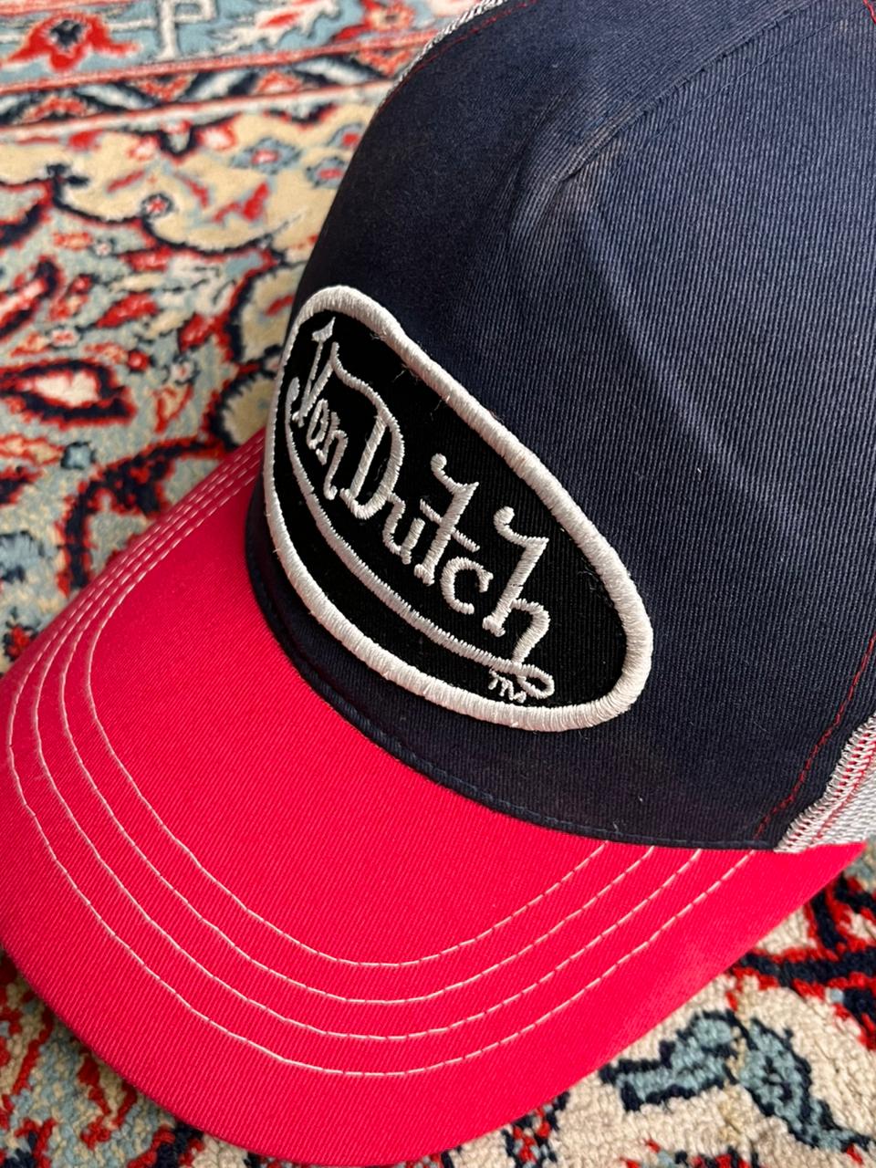Von Dutch California Navy Red & Gray Mesh Trucker Baseball Cap