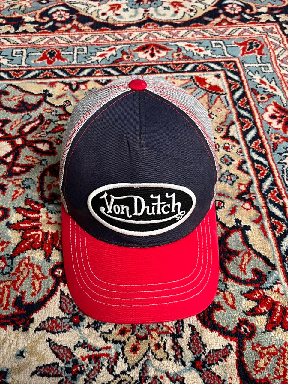 Von Dutch California Navy Red & Gray Mesh Trucker Baseball Cap