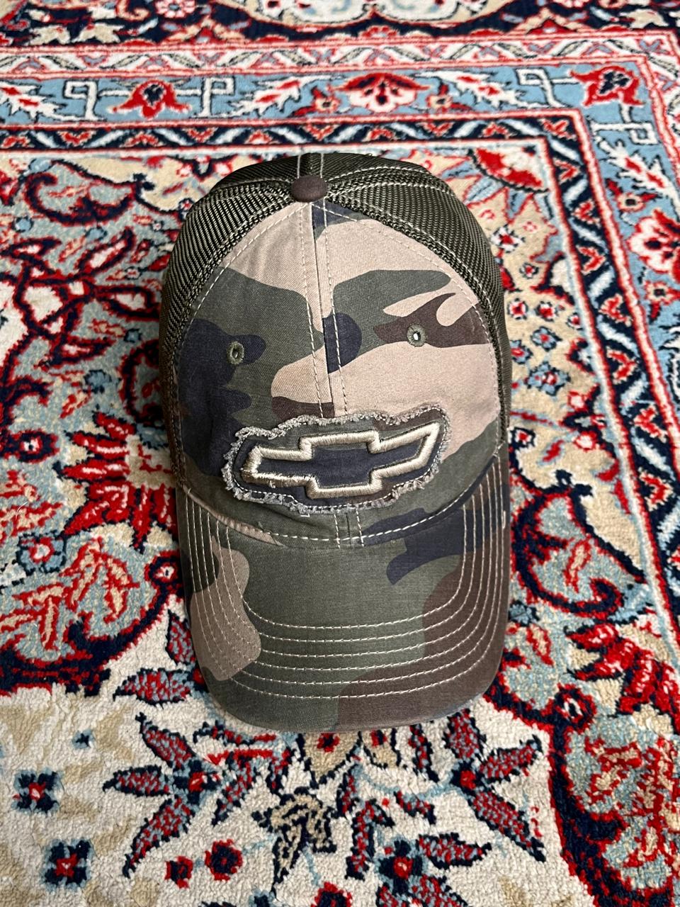 Falcon Chevrolet Camo Mesh Back Trucker Hat Distressed LOGO Baseball Cap