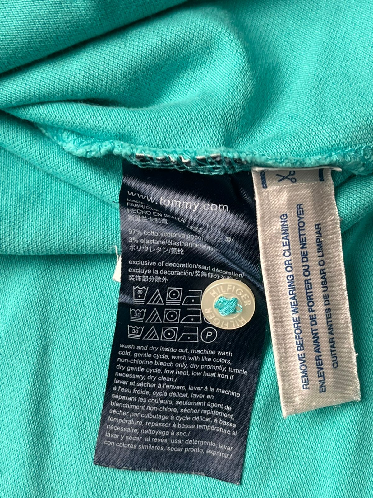 Tommy Hilfiger Aqua Teal Green Slim Fit POLO TEE - S