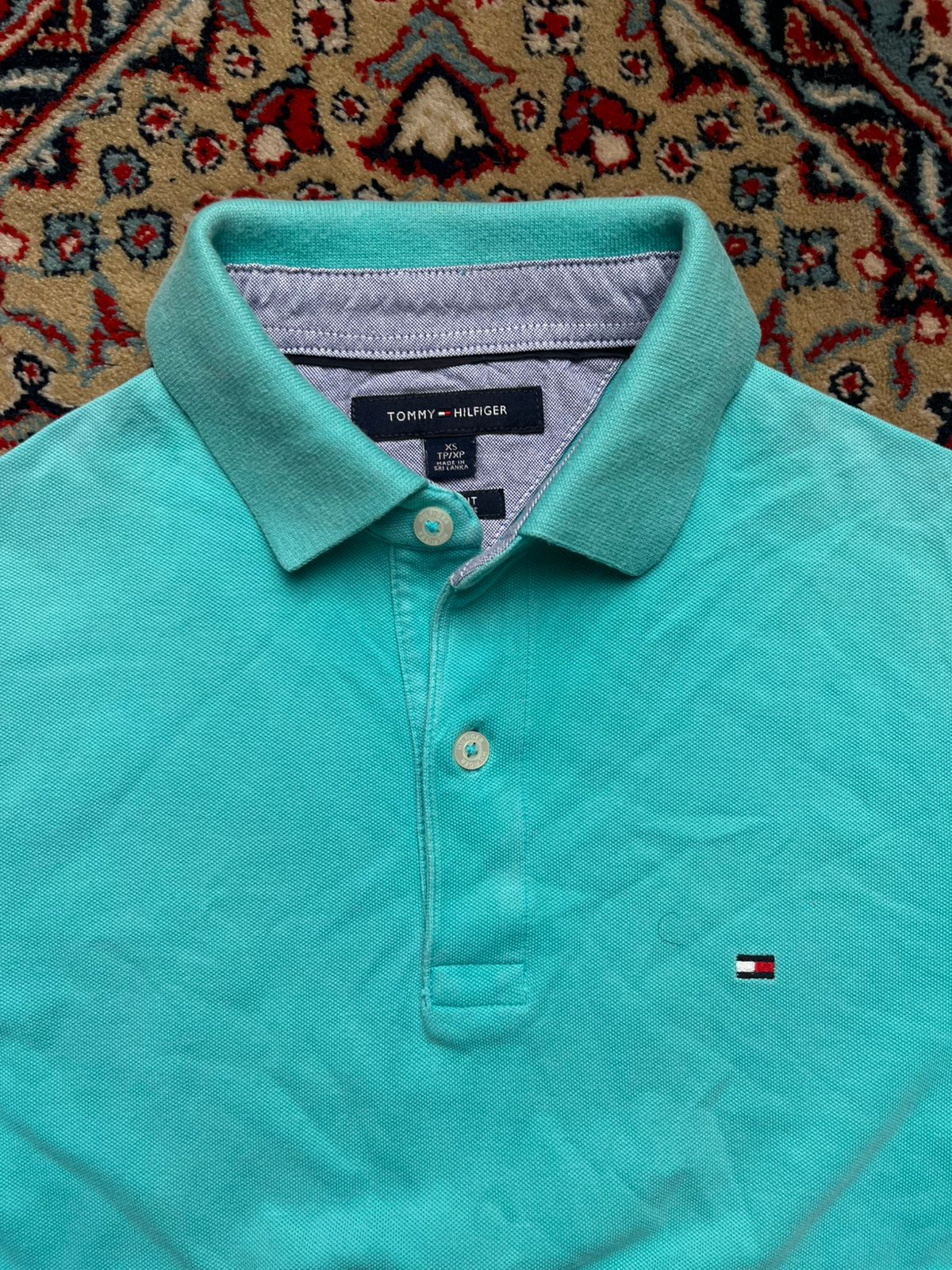 Tommy Hilfiger Aqua Teal Green Slim Fit POLO TEE - S
