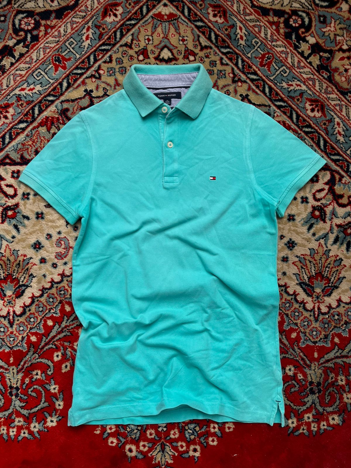 Tommy Hilfiger Aqua Teal Green Slim Fit POLO TEE - S