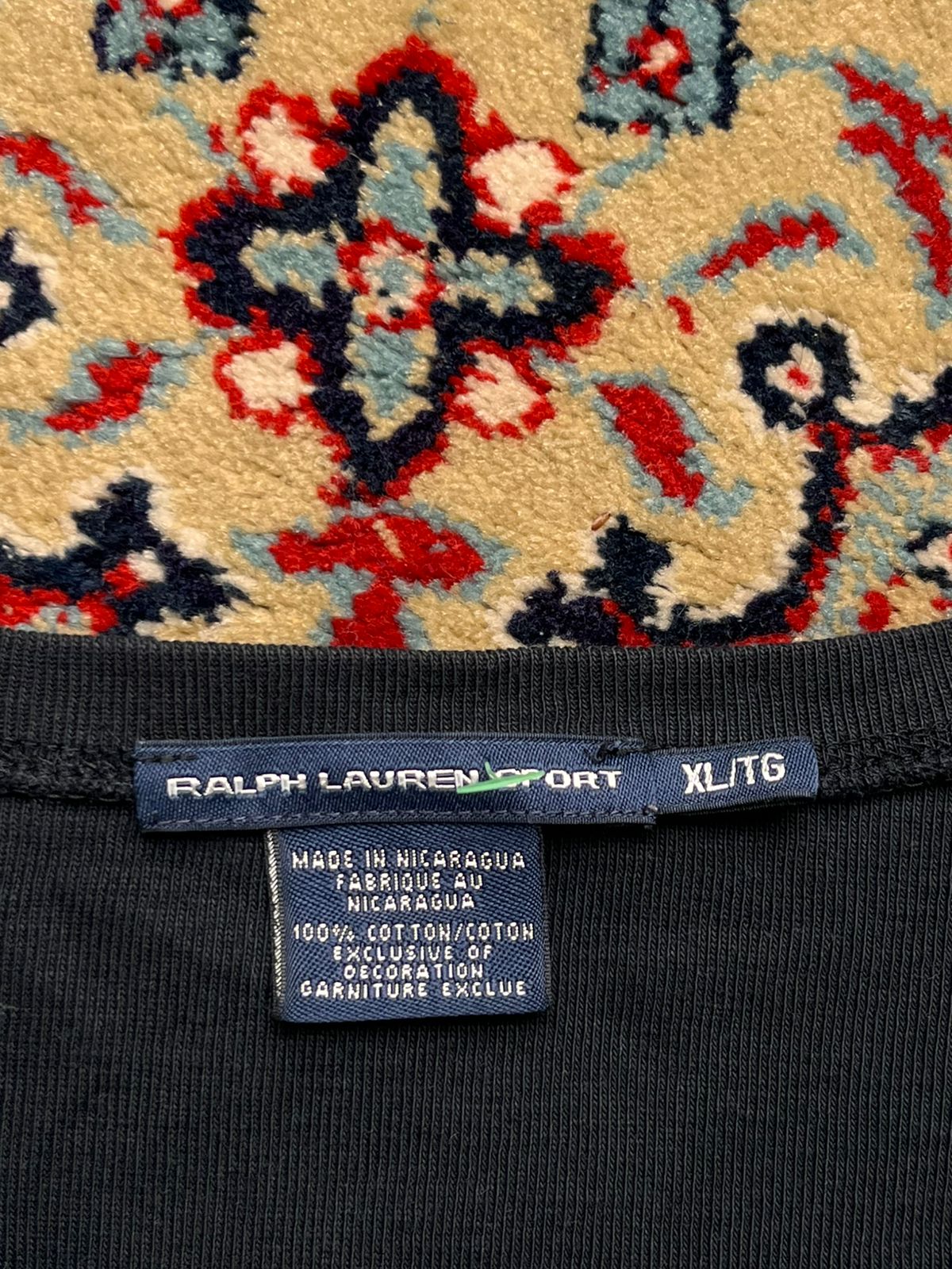 Ralph Lauren Sport Black V-Neck Purple Embroidered Logo Women Tee - XL