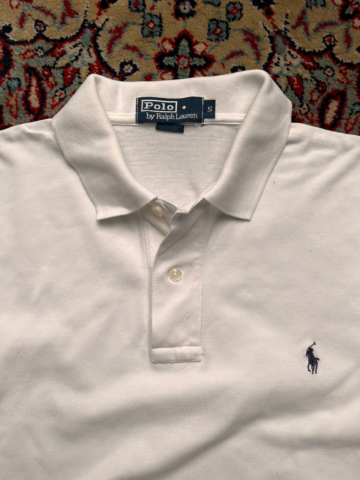 POLO RALPH LAUREN GREEN LABEL WHITE COTTON POLO TEE - L