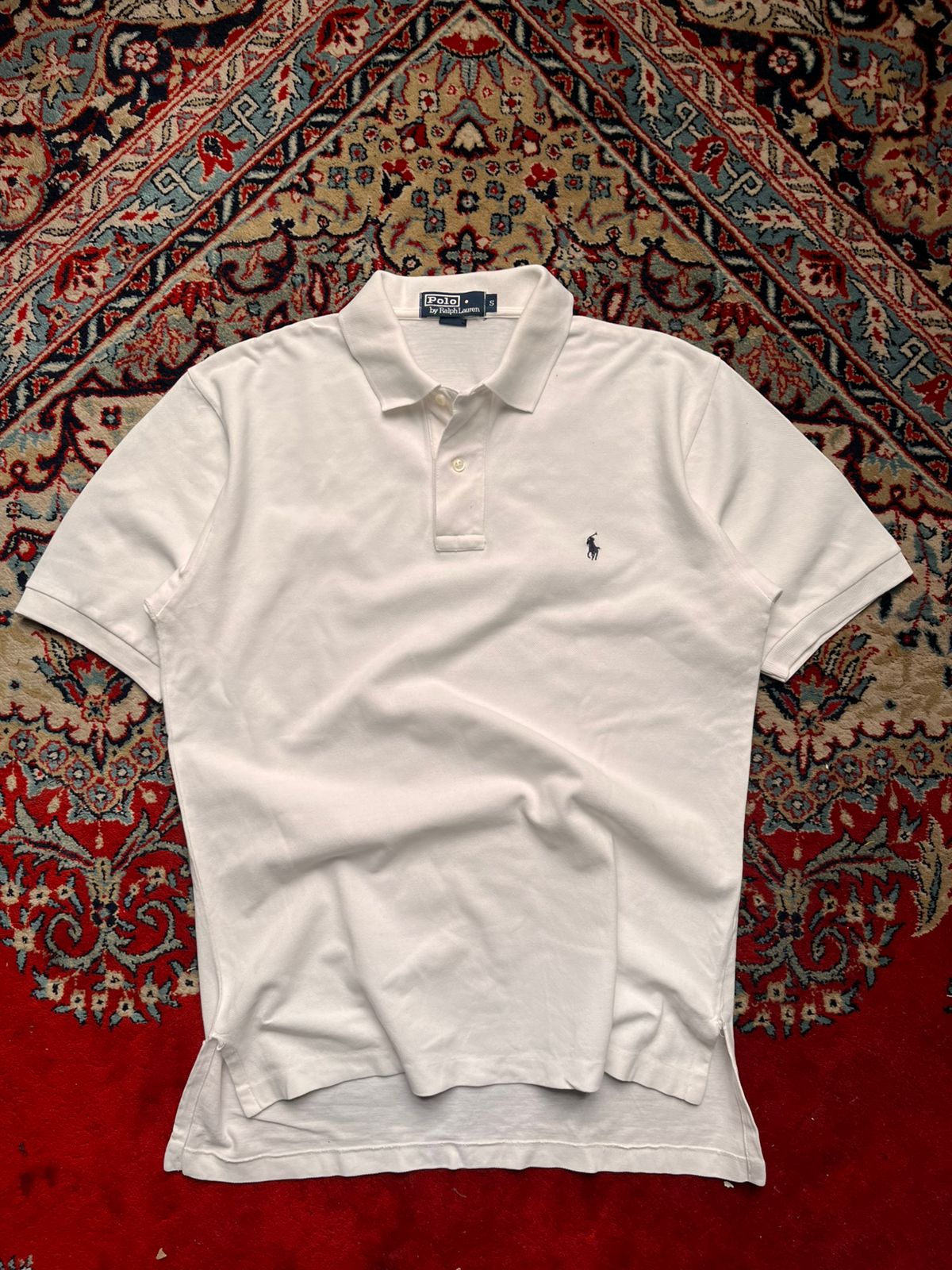 POLO RALPH LAUREN GREEN LABEL WHITE COTTON POLO TEE - L