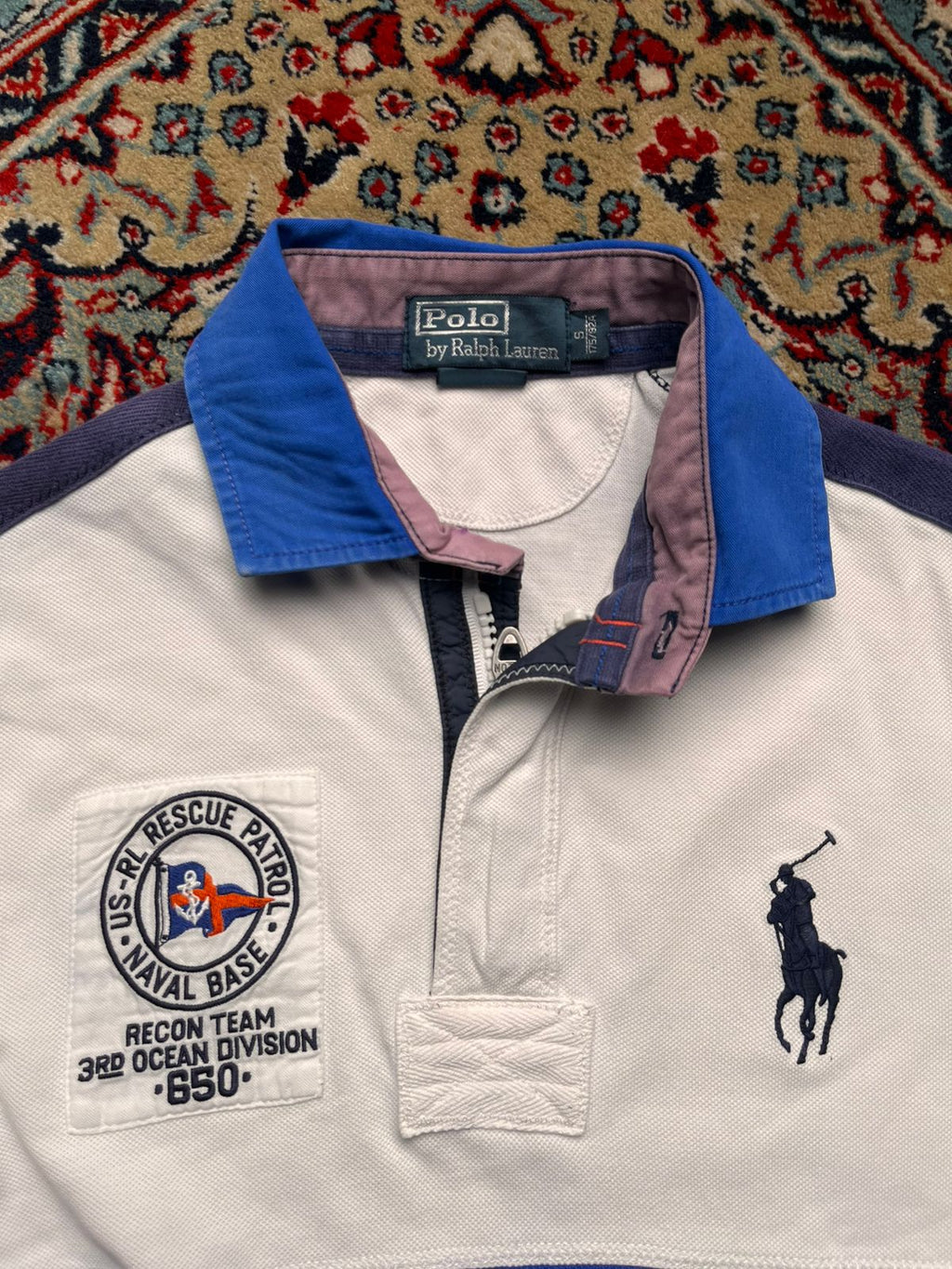 VINTAGE POLO RALPH LAUREN US-RL RESCUE PATROL NAVAL BASE RECON TEAM POLO TEE - M