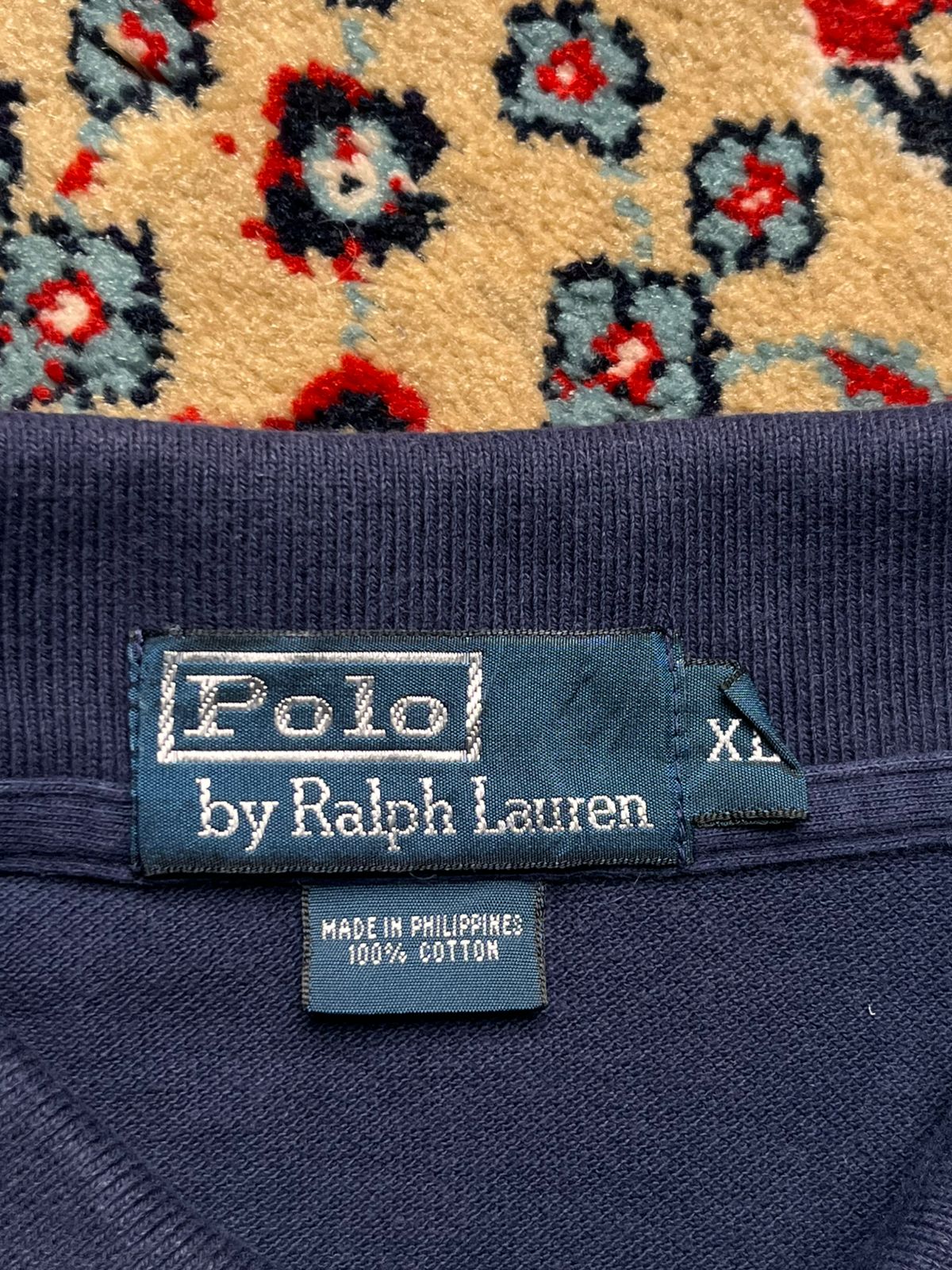 POLO RALPH LAUREN NAVY BLUE CLASSIC FIT RED LOGO POLO TEE - XL