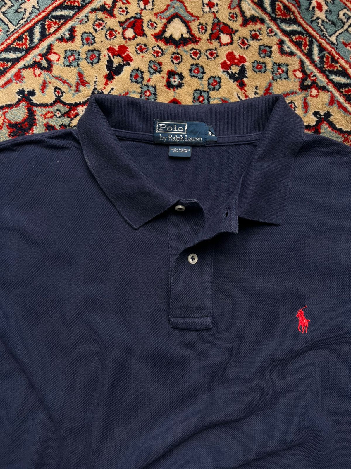 POLO RALPH LAUREN NAVY BLUE CLASSIC FIT RED LOGO POLO TEE - XL