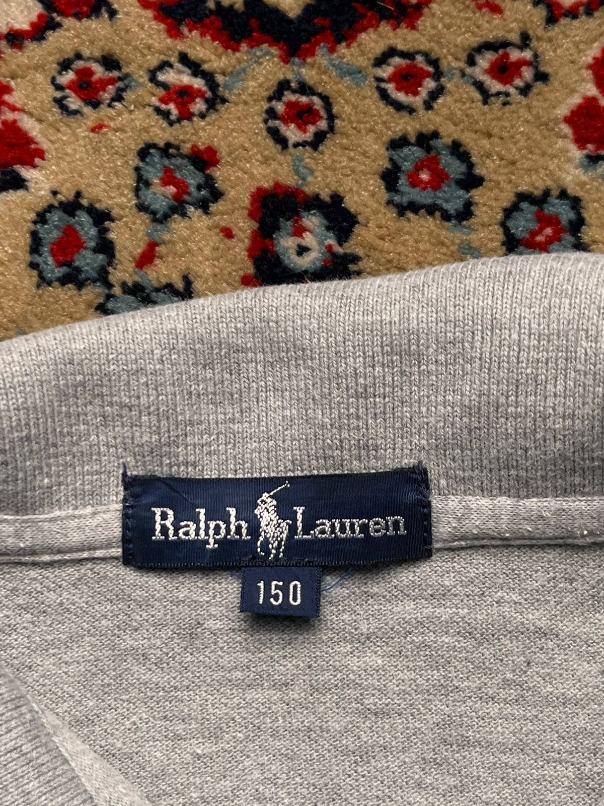 RALPH LAUREN HEATHER GREY PIQUE COTTON POLO WOMEN TEE - S