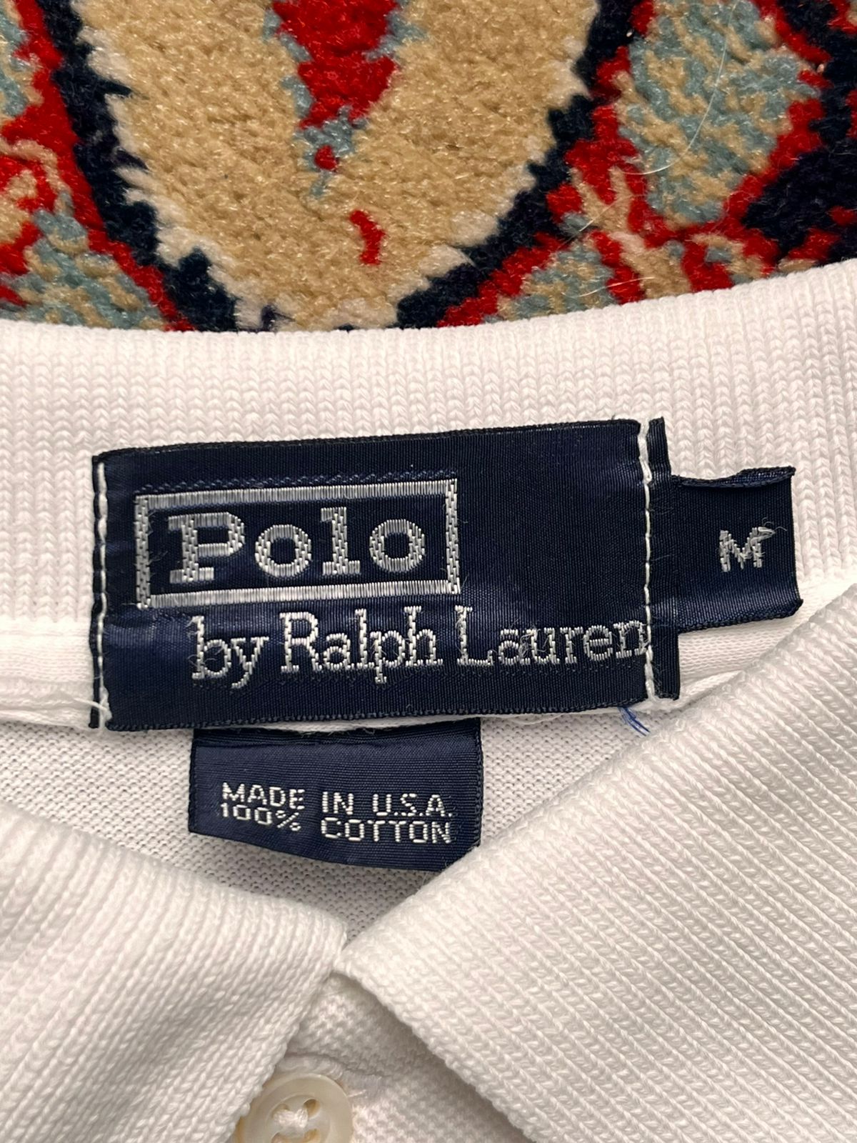 VINTAGE POLO RALPH LAUREN WHITE COTTON Relaxed fit POLO TEE - L