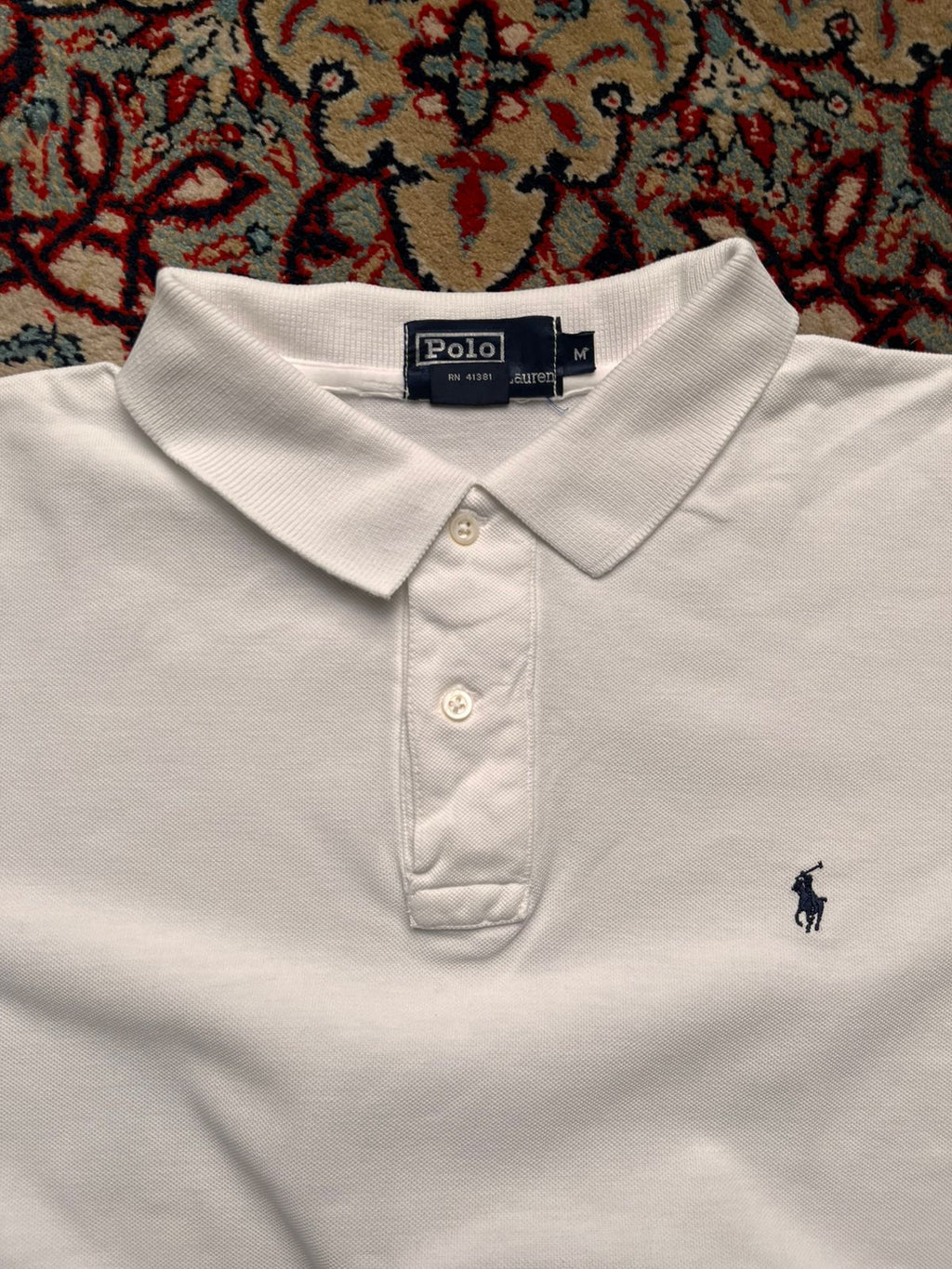VINTAGE POLO RALPH LAUREN WHITE COTTON Relaxed fit POLO TEE - L