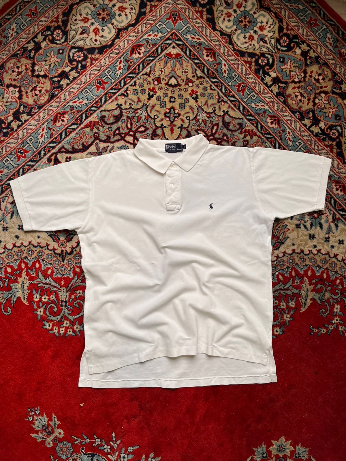 VINTAGE POLO RALPH LAUREN WHITE COTTON Relaxed fit POLO TEE - L
